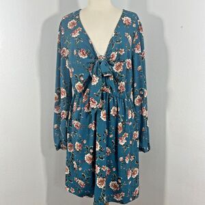 Live to be Spoiled Mini Dress‎ Woman XXLFloral Teal Tie Summer